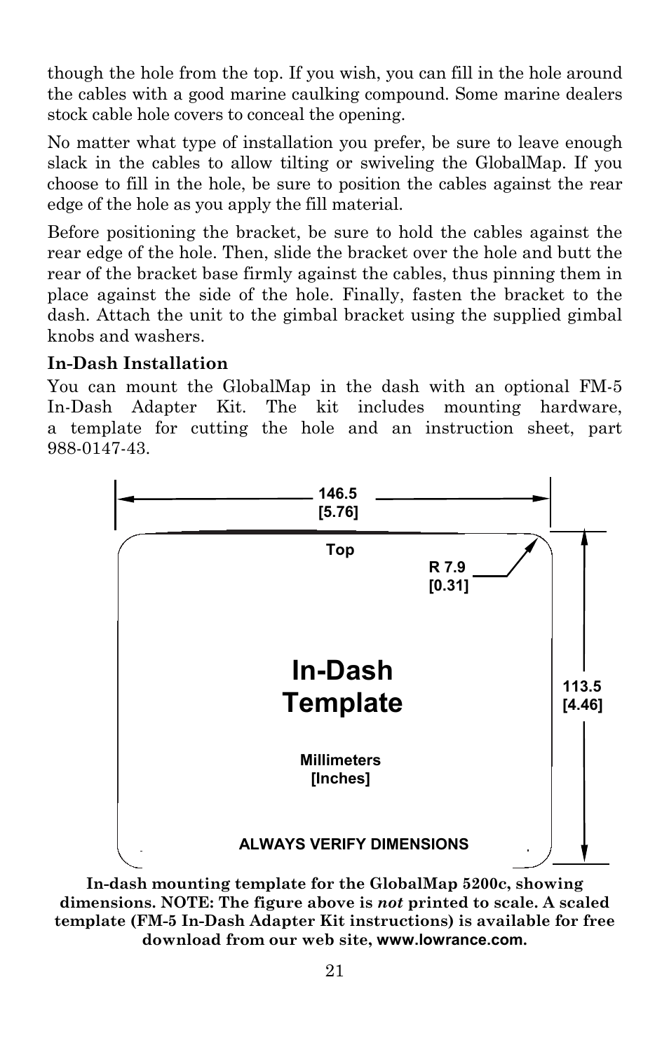 In-dash template | Lowrance electronic Lowrance GlobalMap 5200C User Manual | Page 27 / 164