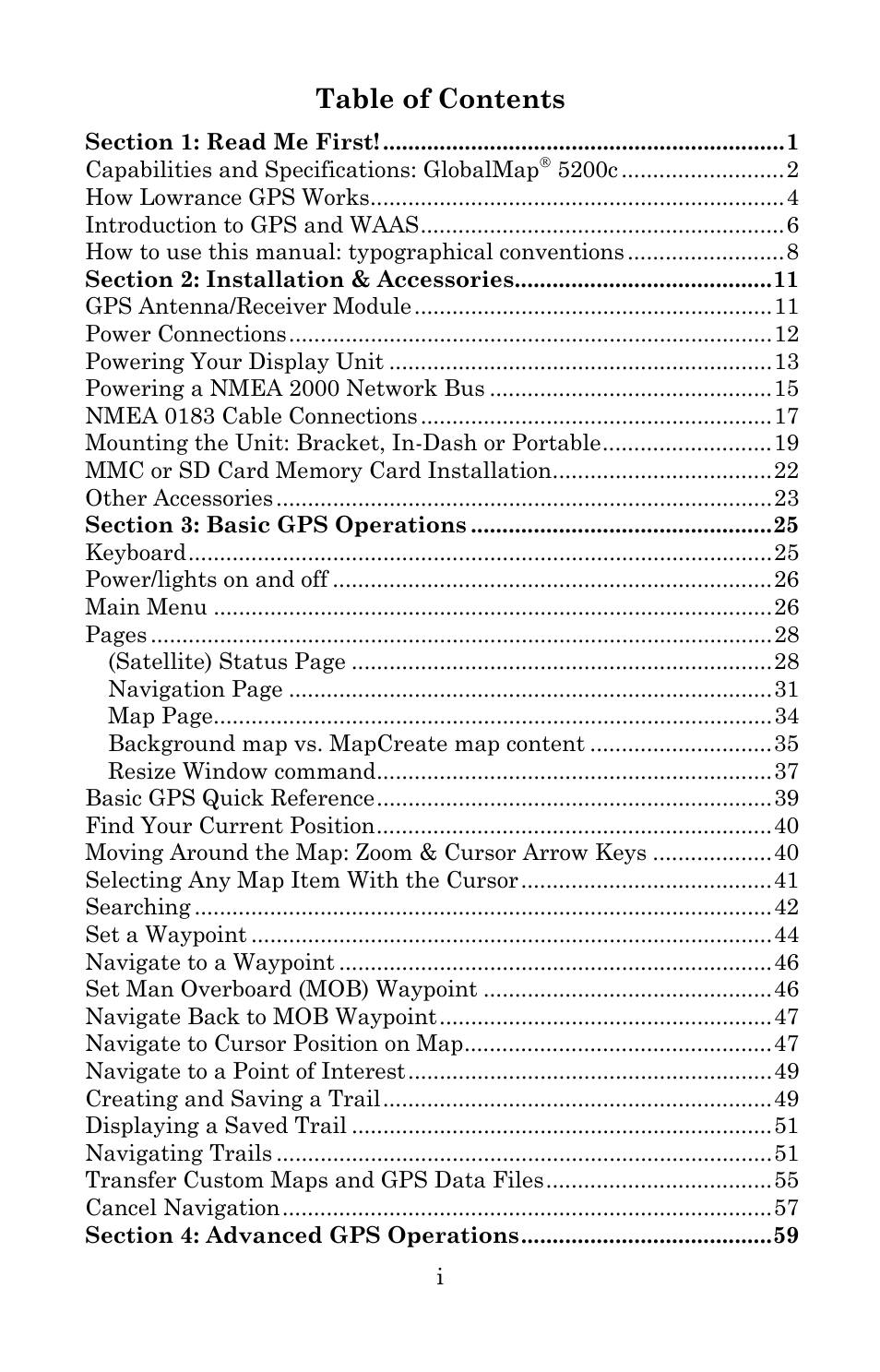 Lowrance electronic Lowrance GlobalMap 5200C User Manual | Page 3 / 164