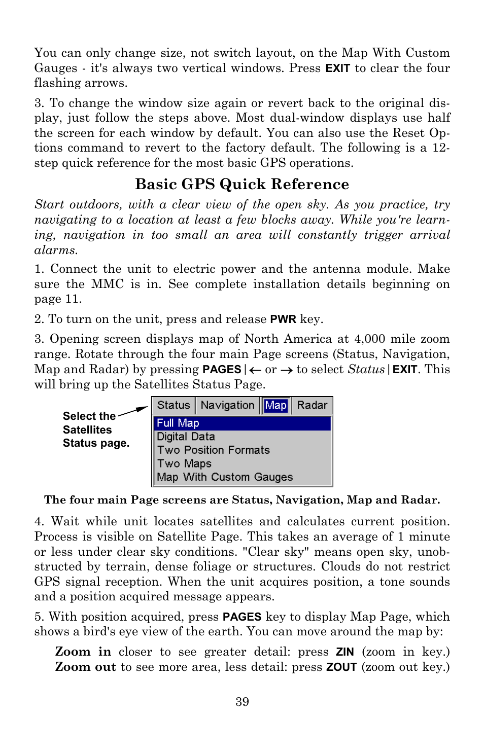 Basic gps quick reference | Lowrance electronic Lowrance GlobalMap 5200C User Manual | Page 45 / 164