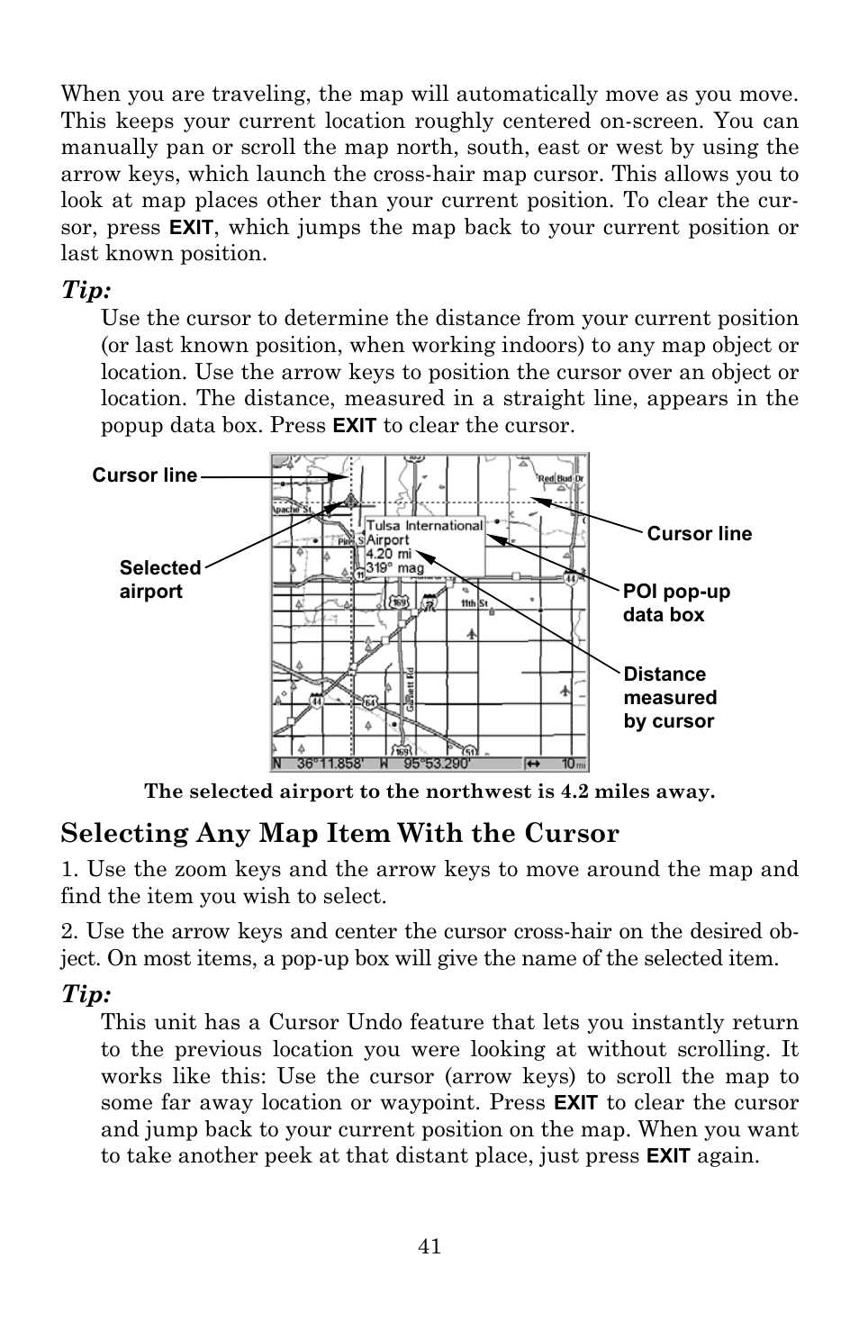 Selecting any map item with the cursor | Lowrance electronic Lowrance GlobalMap 5200C User Manual | Page 47 / 164