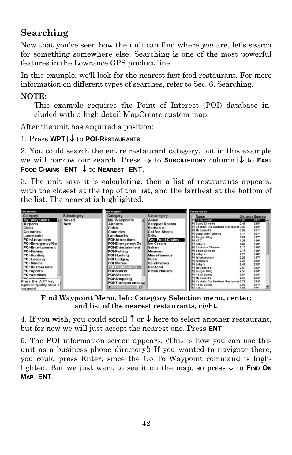 Searching | Lowrance electronic Lowrance GlobalMap 5200C User Manual | Page 48 / 164