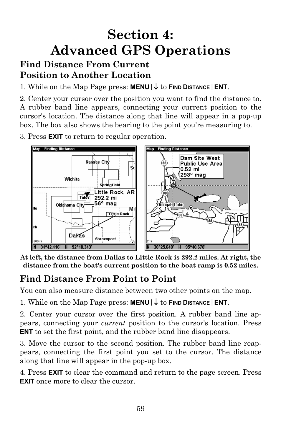 Find distance from point to point | Lowrance electronic Lowrance GlobalMap 5200C User Manual | Page 65 / 164