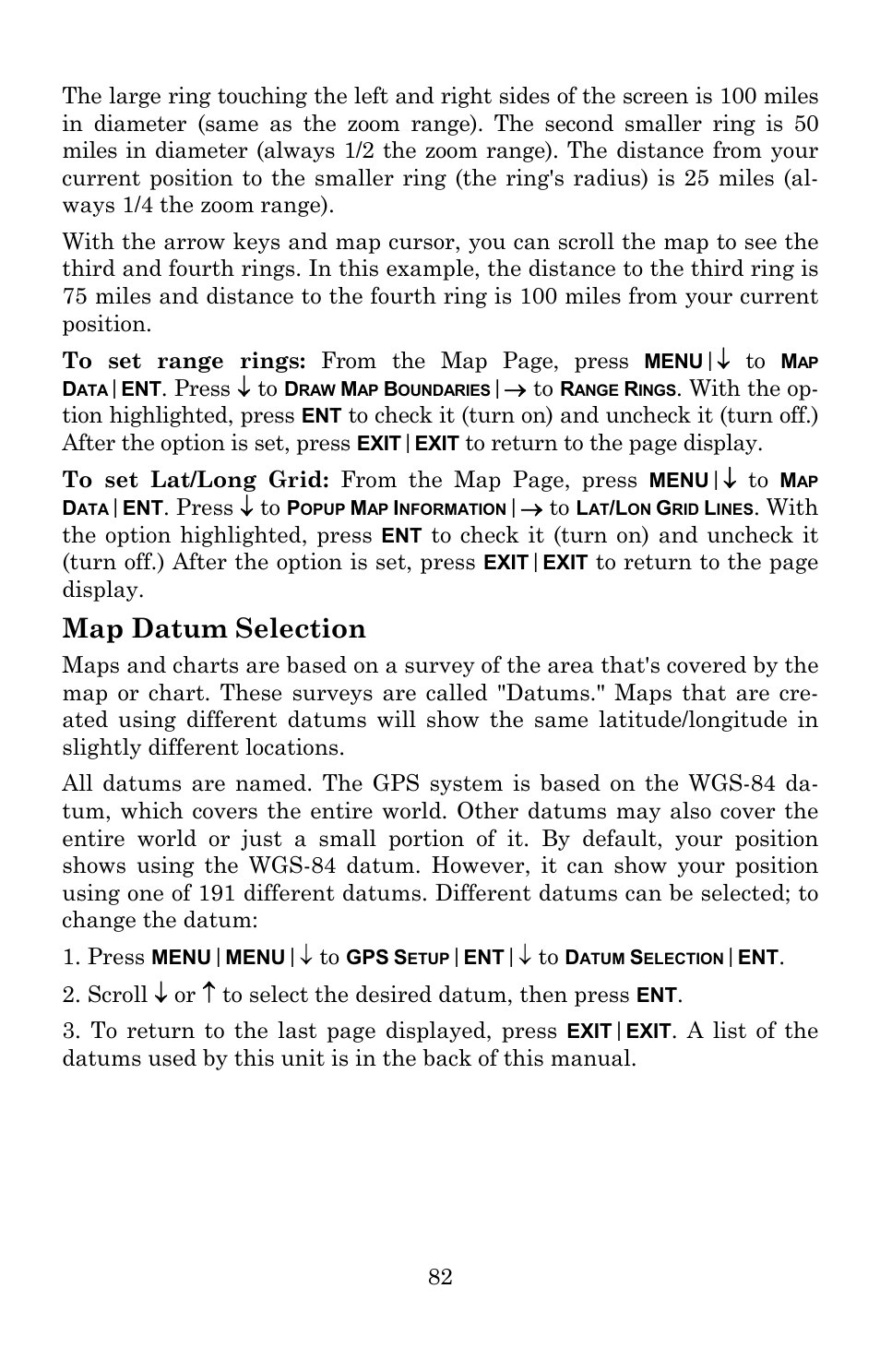 Map datum selection | Lowrance electronic Lowrance GlobalMap 5200C User Manual | Page 88 / 164