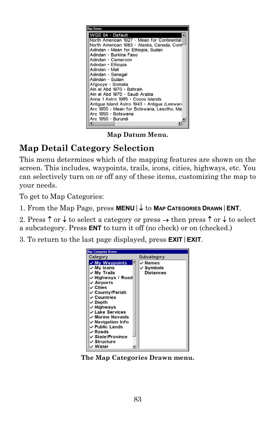 Map detail category selection | Lowrance electronic Lowrance GlobalMap 5200C User Manual | Page 89 / 164