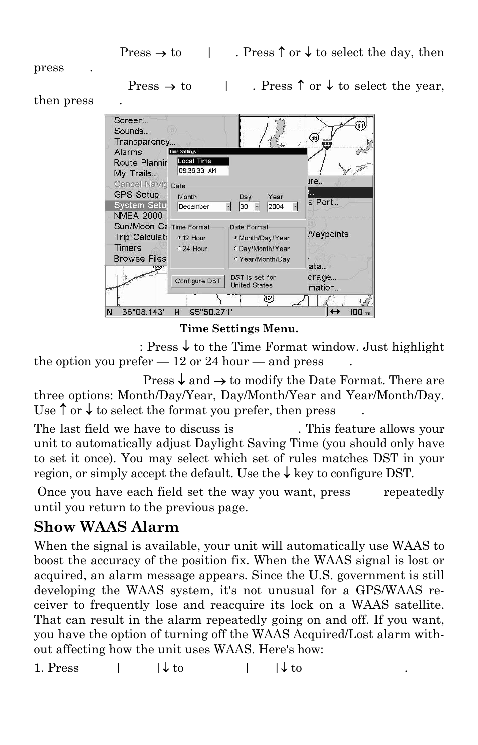 Show waas alarm | Lowrance electronic GlobalMap Baja 840C User Manual | Page 106 / 164