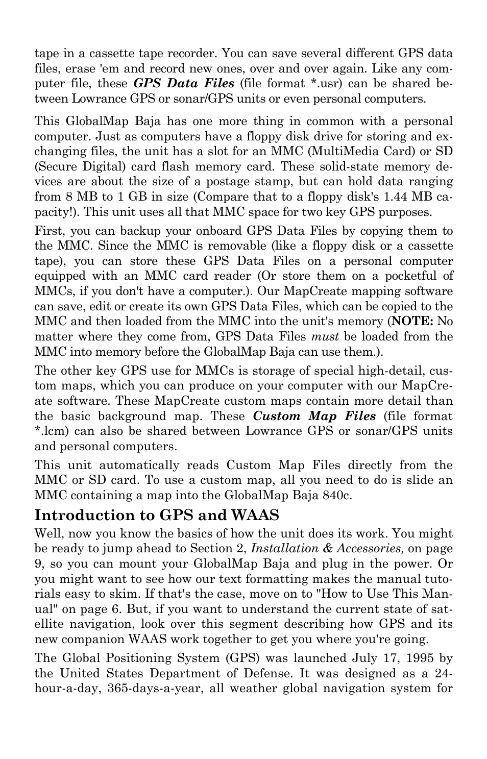 Introduction to gps and waas | Lowrance electronic GlobalMap Baja 840C User Manual | Page 12 / 164