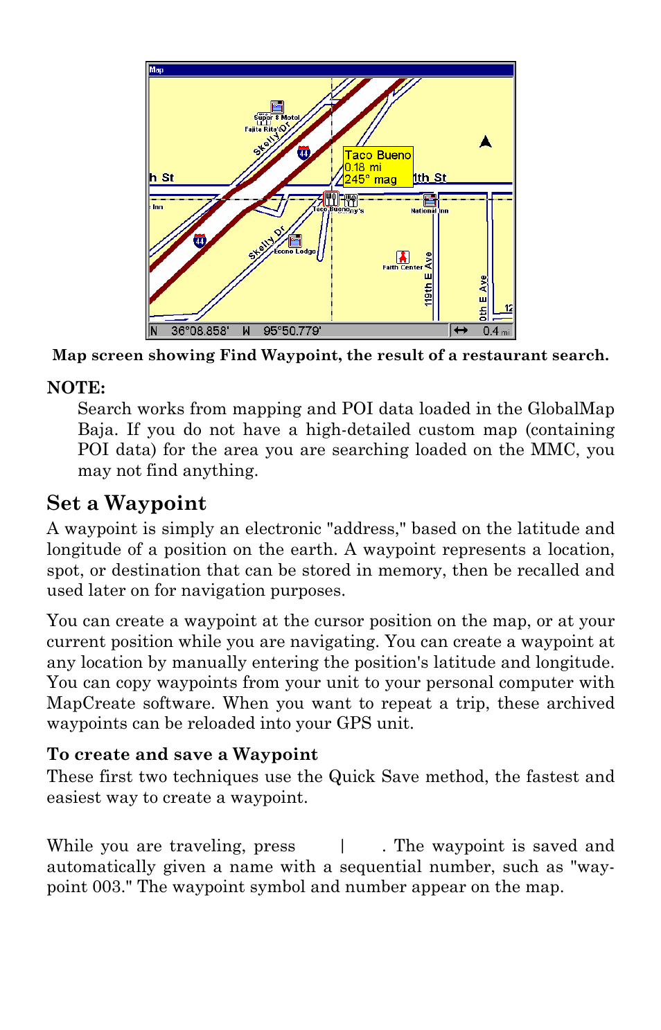 Set a waypoint | Lowrance electronic GlobalMap Baja 840C User Manual | Page 49 / 164
