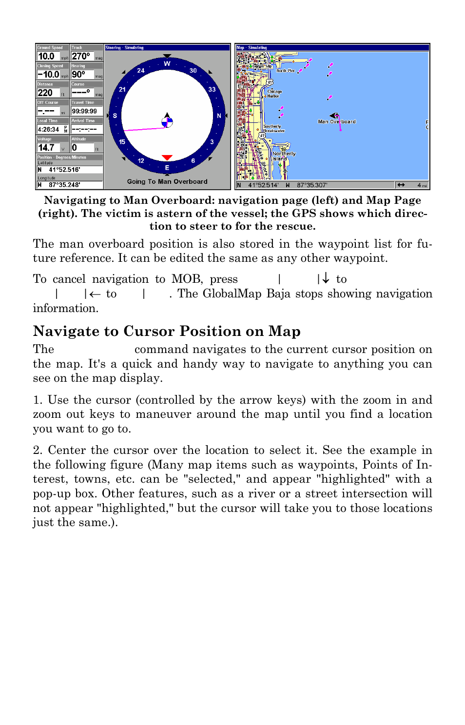 Navigate to cursor position on map | Lowrance electronic GlobalMap Baja 840C User Manual | Page 53 / 164
