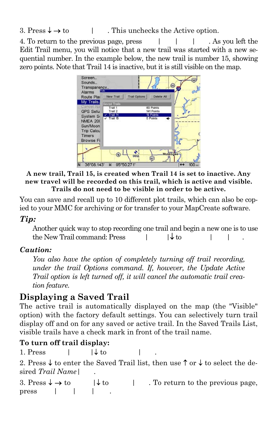 Displaying a saved trail | Lowrance electronic GlobalMap Baja 840C User Manual | Page 56 / 164