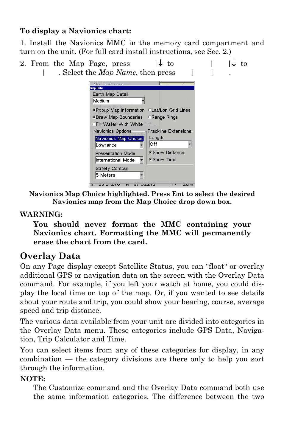 Overlay data | Lowrance electronic GlobalMap Baja 840C User Manual | Page 97 / 164