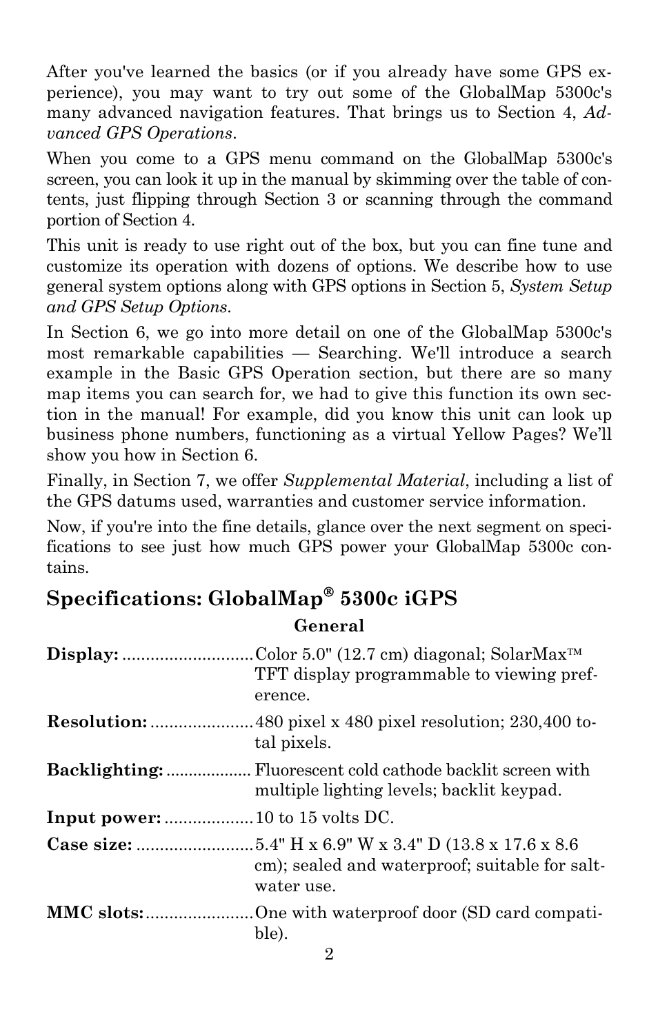 Specifications: globalmap, 5300c igps | Lowrance electronic 5300c User Manual | Page 10 / 172