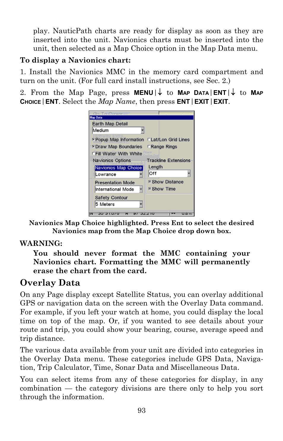 Overlay data | Lowrance electronic 5300c User Manual | Page 101 / 172