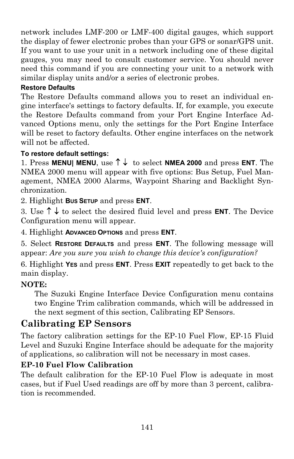 Calibrating ep sensors | Lowrance electronic 5300c User Manual | Page 149 / 172