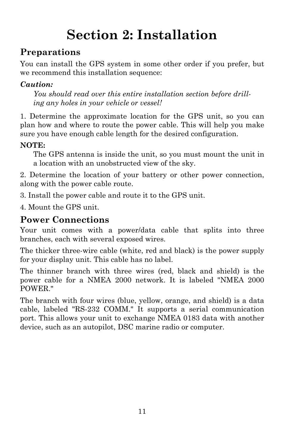 Preparations, Power connections | Lowrance electronic 5300c User Manual | Page 19 / 172