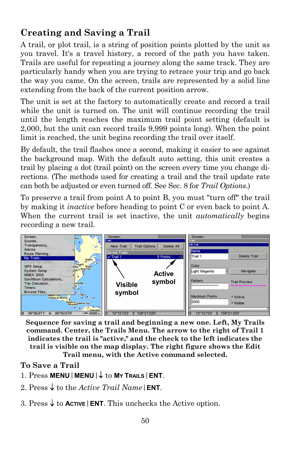 Creating and saving a trail | Lowrance electronic 5300c User Manual | Page 58 / 172