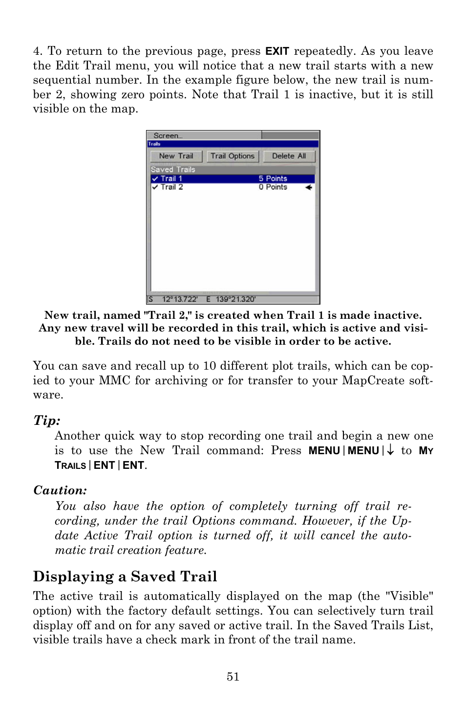 Displaying a saved trail | Lowrance electronic 5300c User Manual | Page 59 / 172