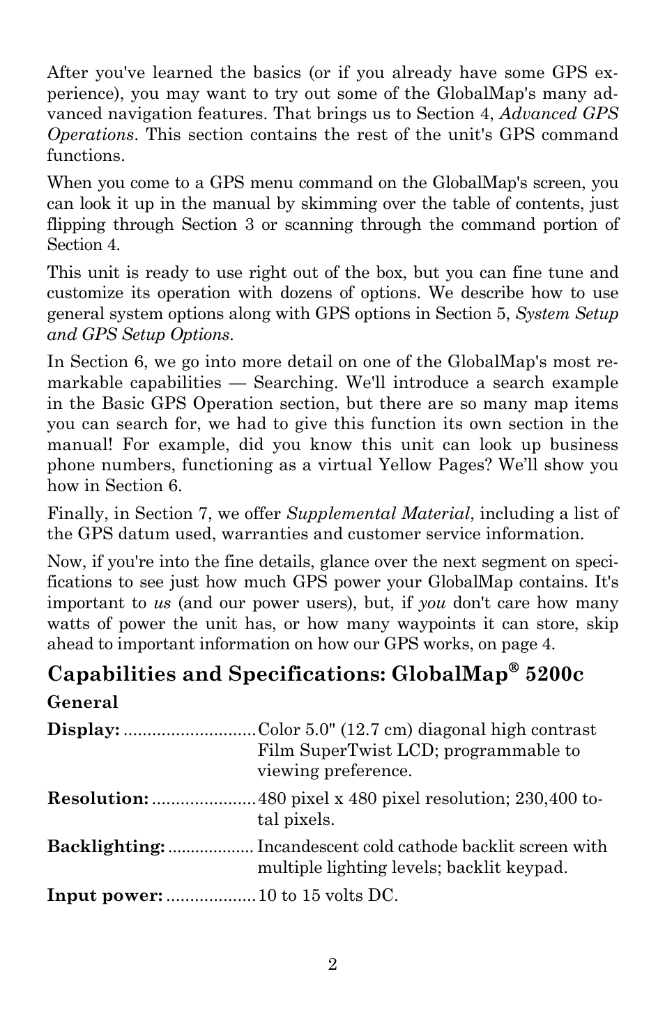 Capabilities and specifications: globalmap, 5200c | Lowrance electronic 5200C User Manual | Page 8 / 164