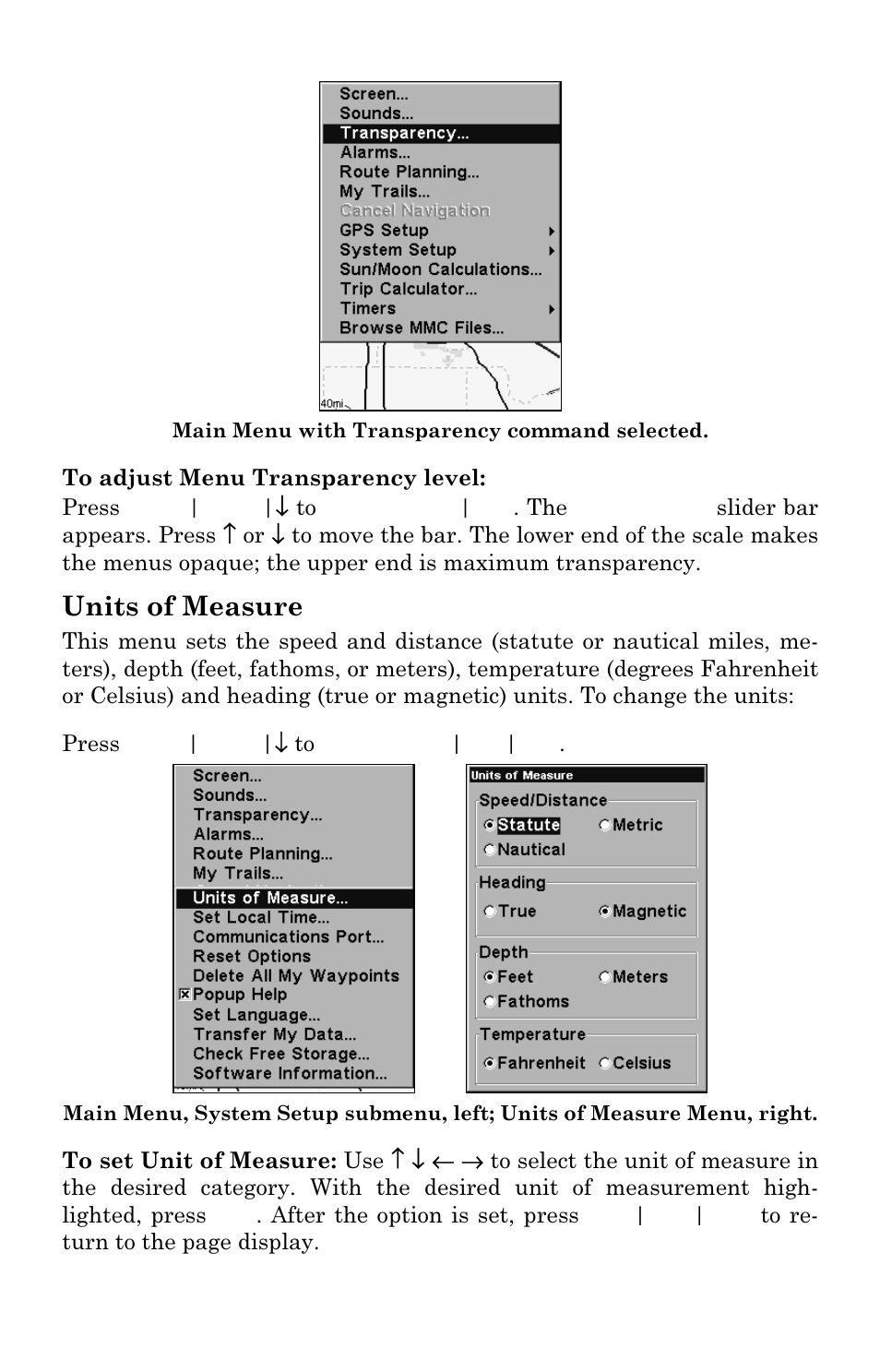 Units of measure | Lowrance electronic GlobalMap 3300C User Manual | Page 107 / 140