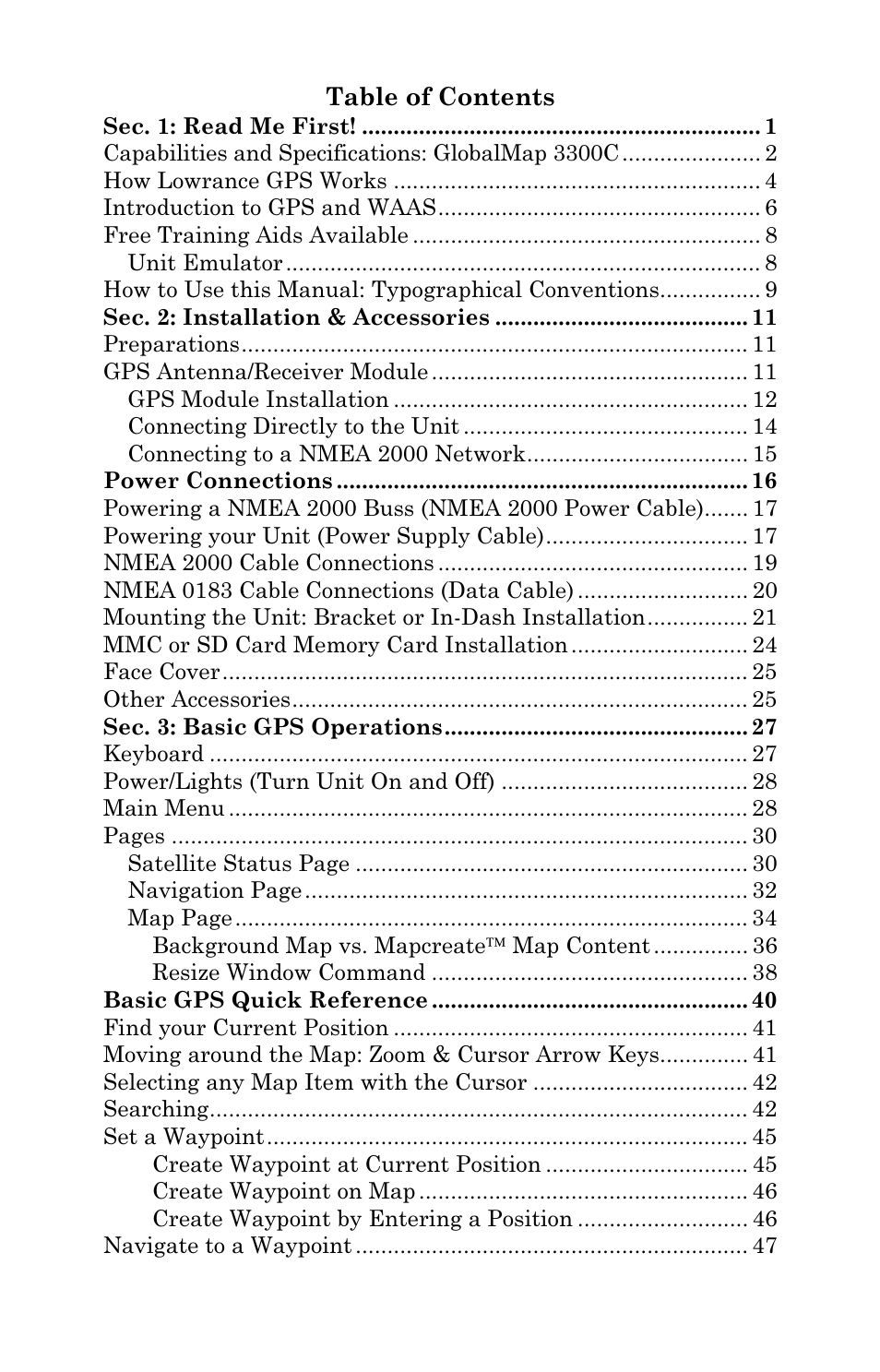 Lowrance electronic GlobalMap 3300C User Manual | Page 3 / 140