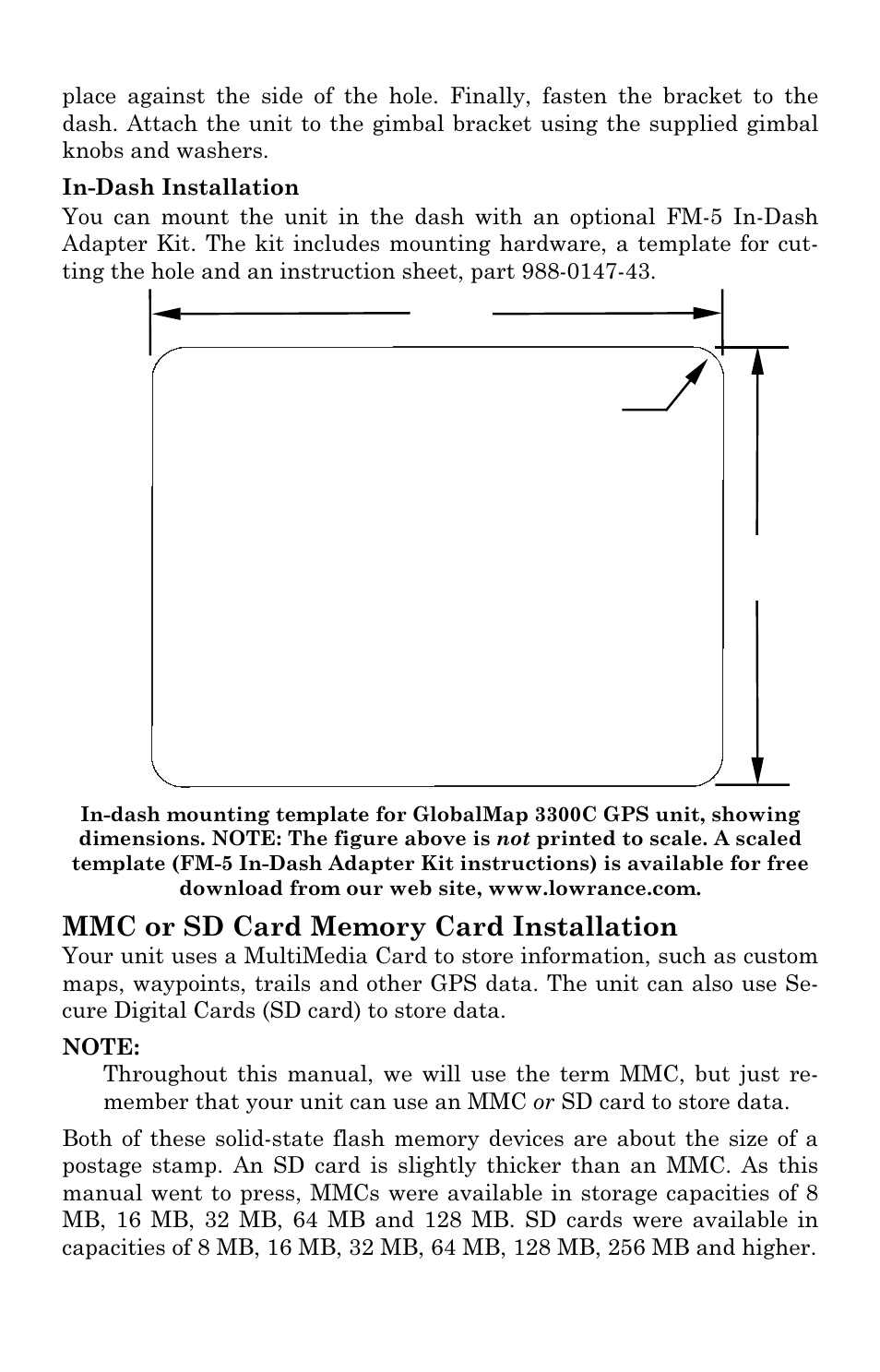 In-dash template | Lowrance electronic GlobalMap 3300C User Manual | Page 30 / 140