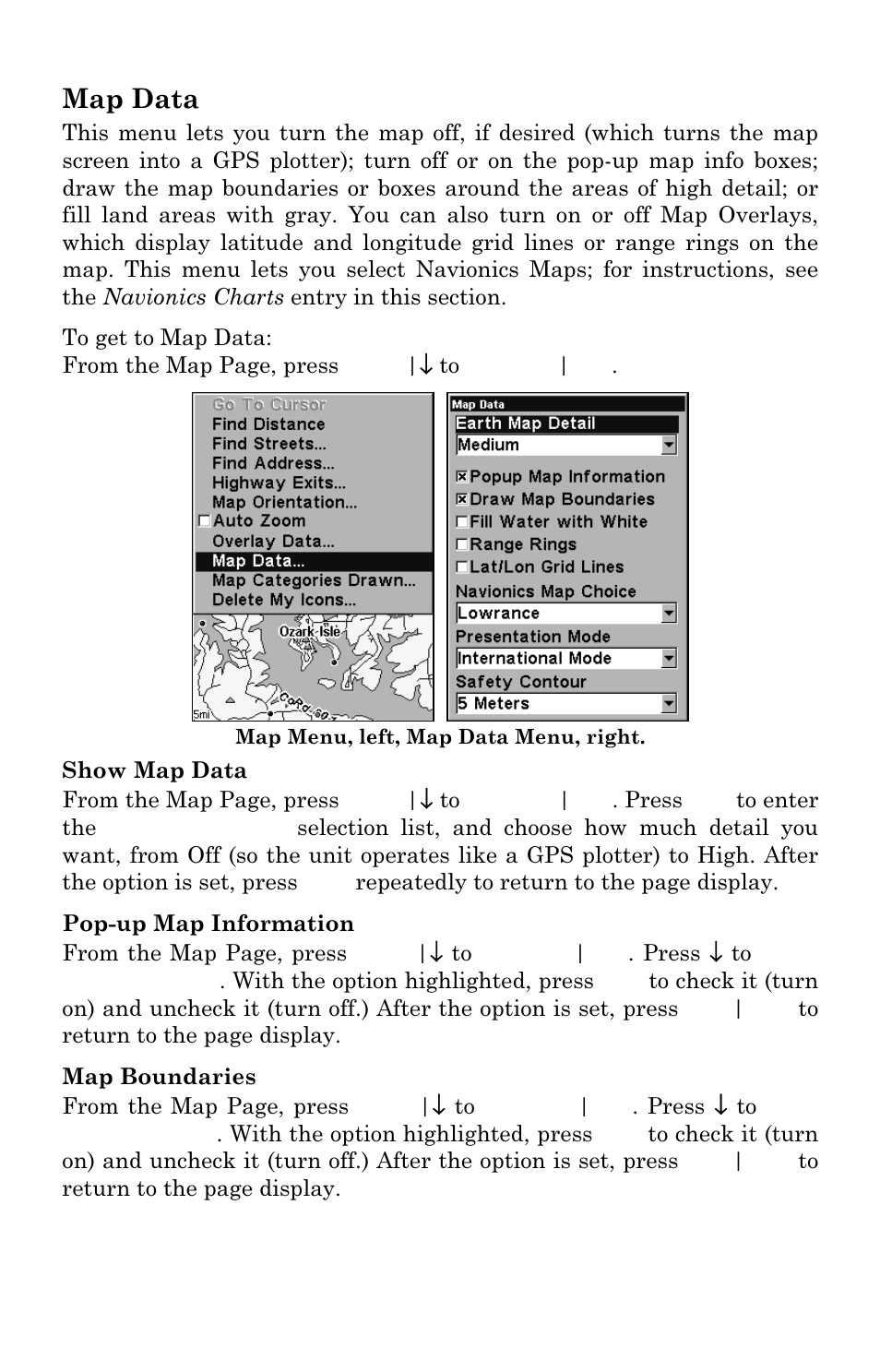 Map data | Lowrance electronic GlobalMap 3300C User Manual | Page 88 / 140