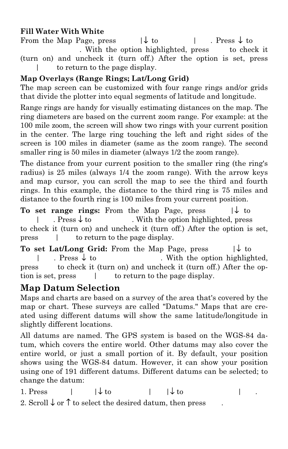 Map datum selection | Lowrance electronic GlobalMap 3300C User Manual | Page 89 / 140