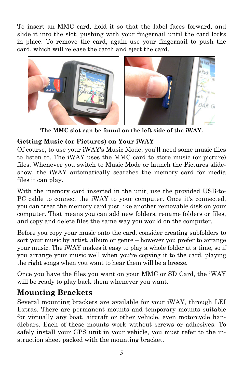 Mounting brackets | Lowrance electronic Lowrance IWAY 350C User Manual | Page 12 / 78