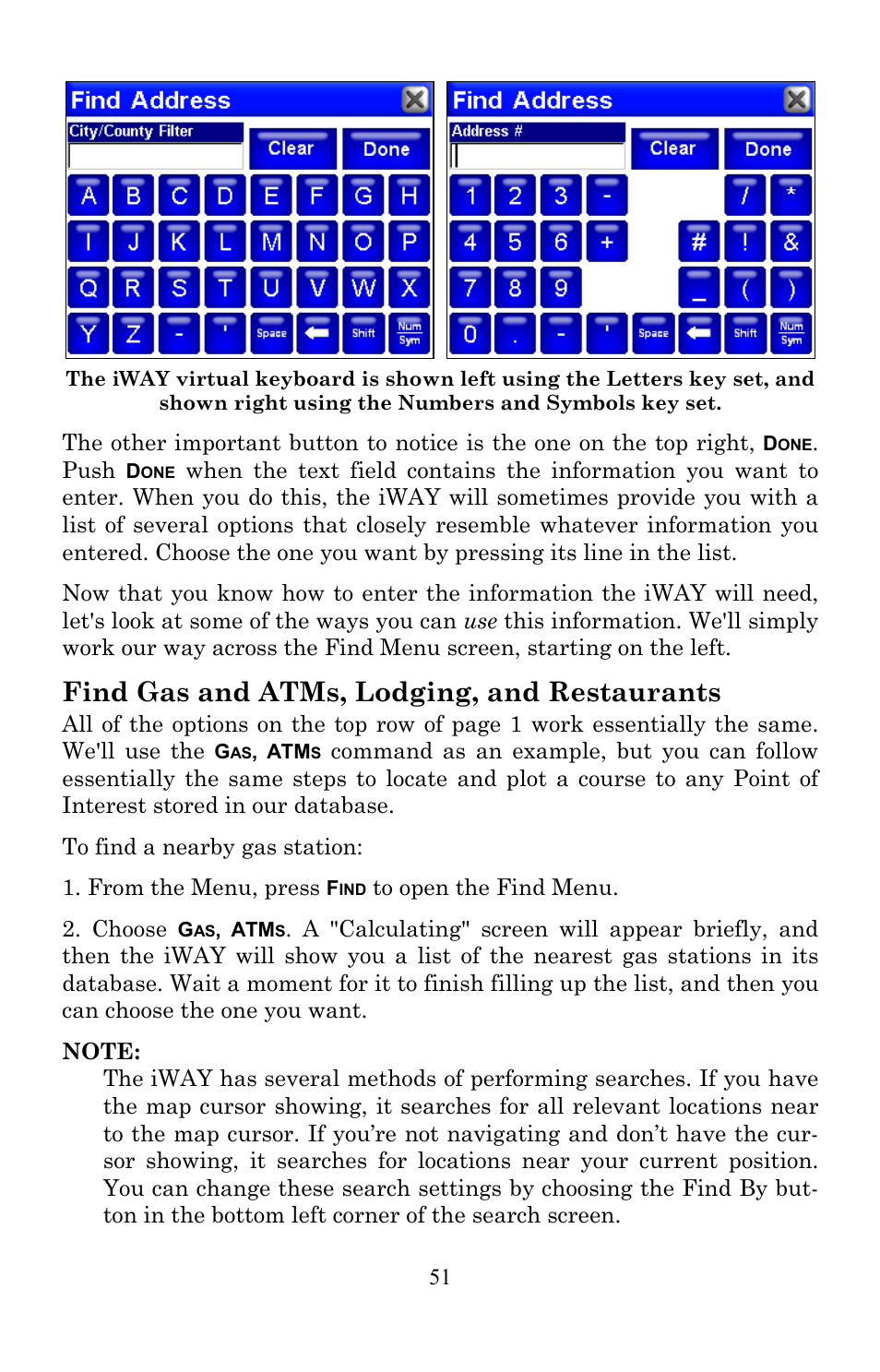 Find gas and atms, lodging, and restaurants | Lowrance electronic Lowrance IWAY 350C User Manual | Page 58 / 78