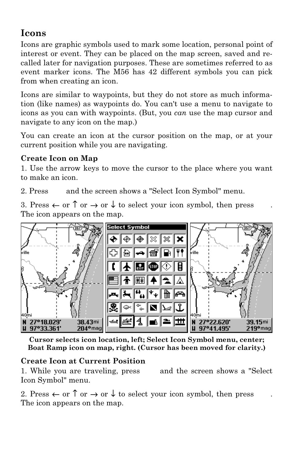 Icons | Lowrance electronic M56 User Manual | Page 104 / 164