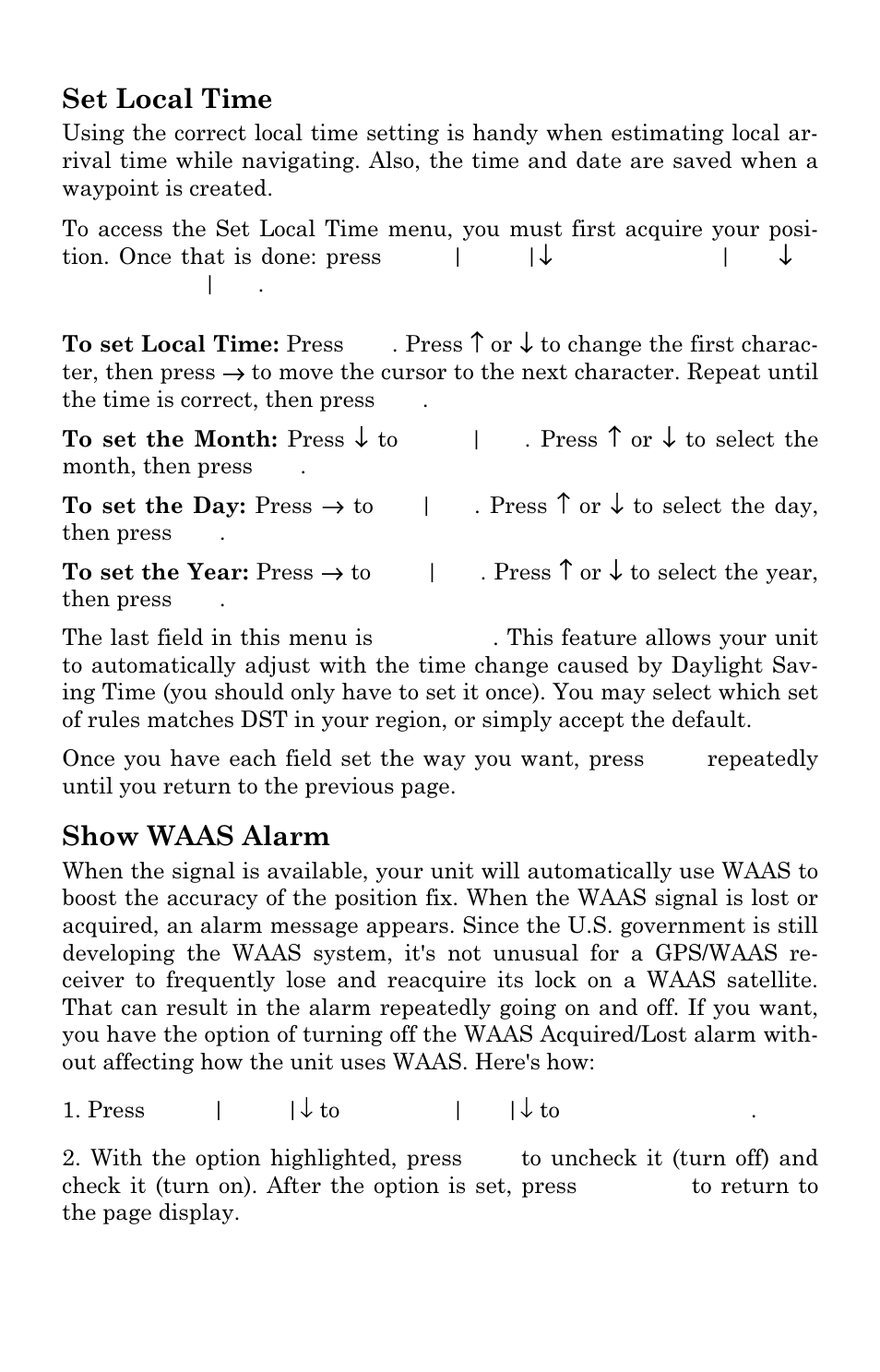 Set local time, Show waas alarm | Lowrance electronic M56 User Manual | Page 132 / 164