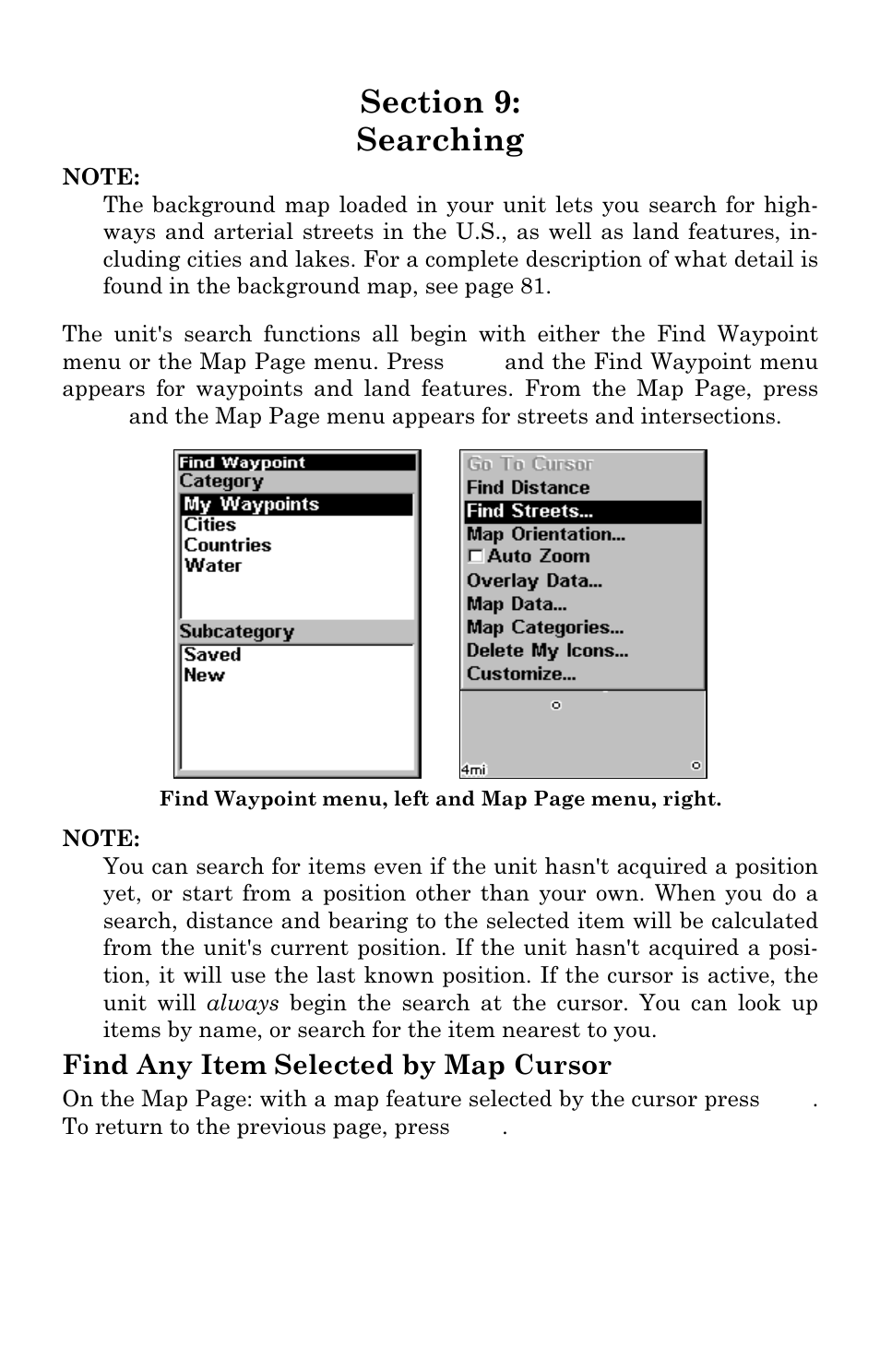 Find any item selected by map cursor | Lowrance electronic M56 User Manual | Page 139 / 164