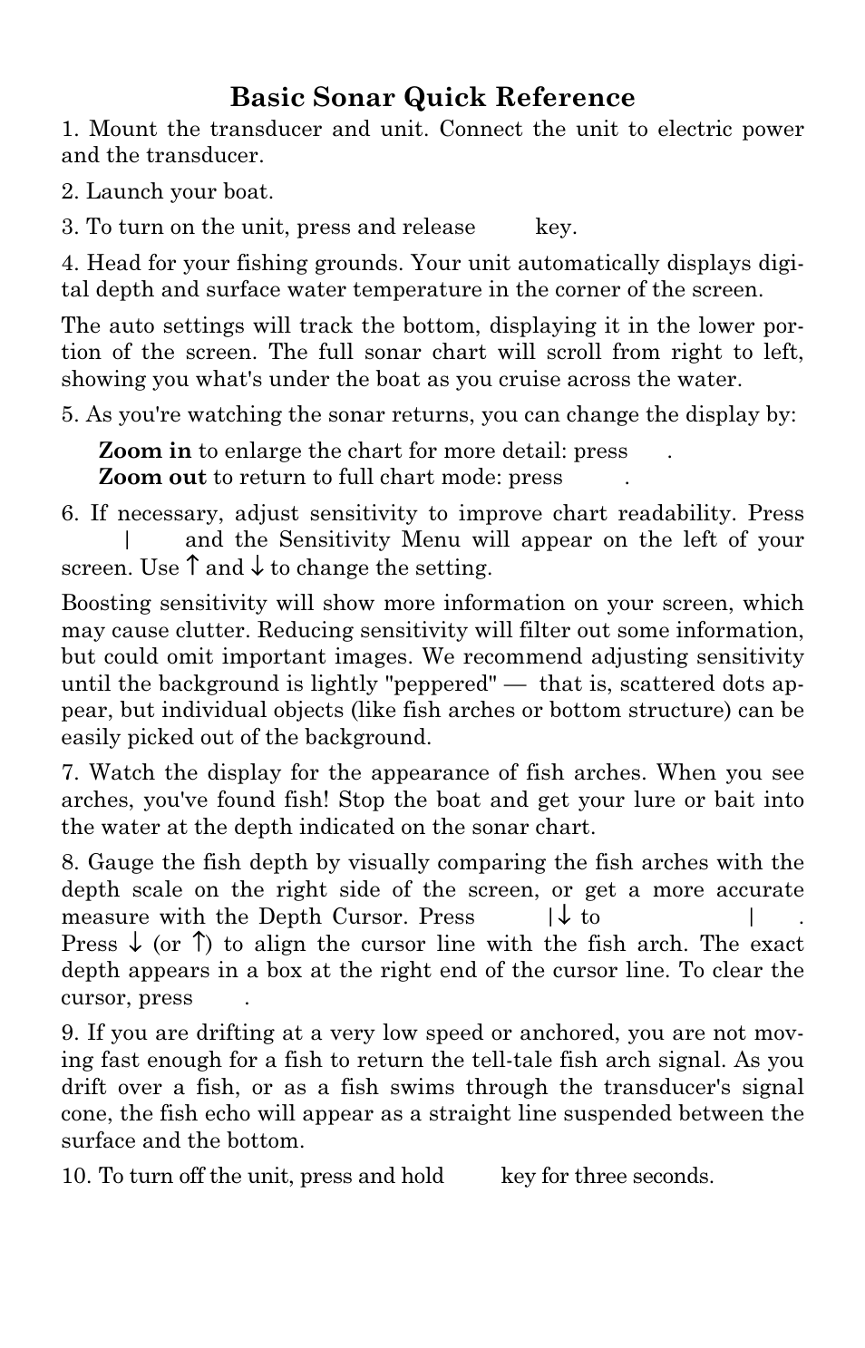 Basic sonar quick reference | Lowrance electronic M56 User Manual | Page 43 / 164