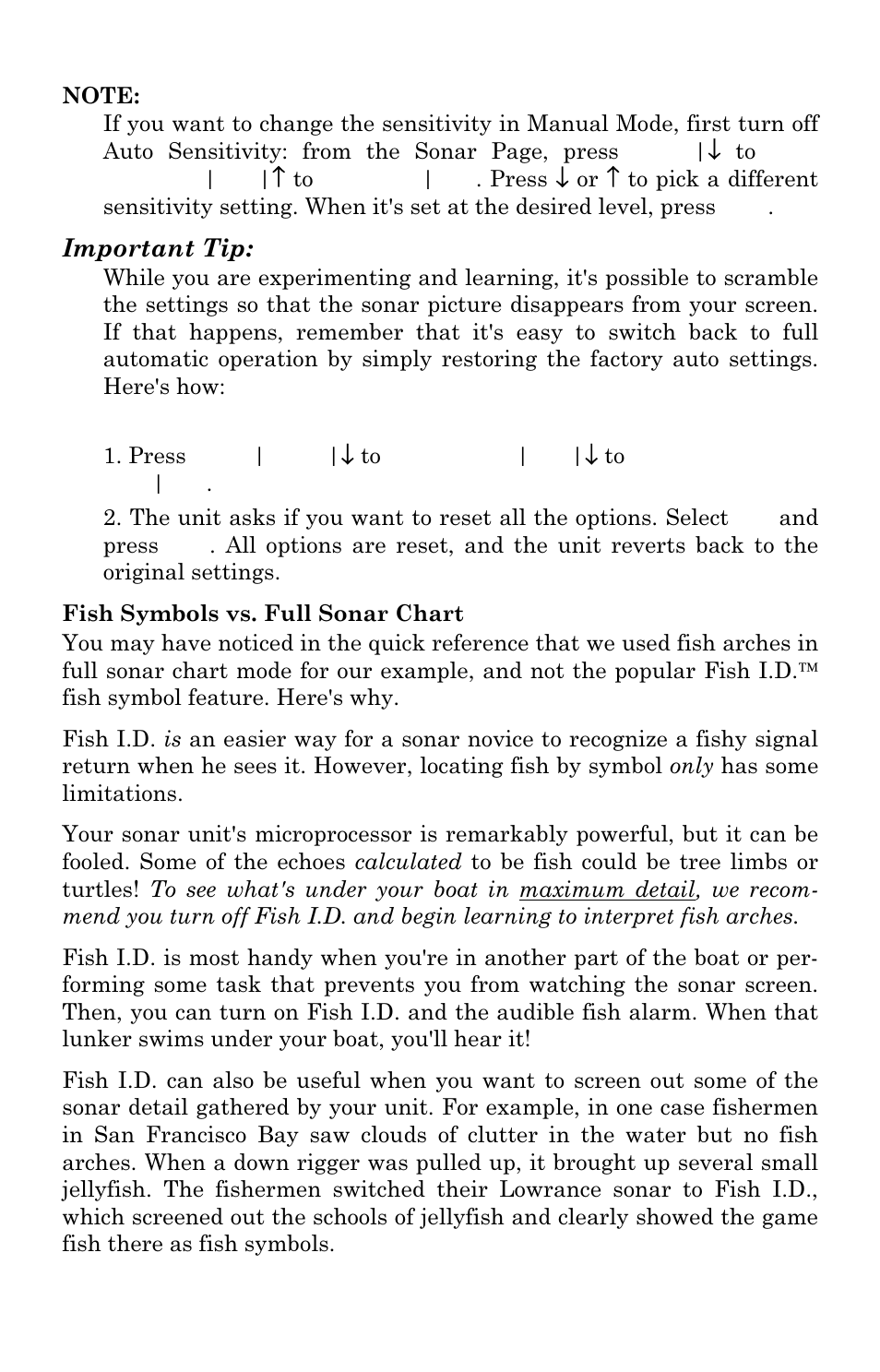 Important tip | Lowrance electronic M56 User Manual | Page 46 / 164