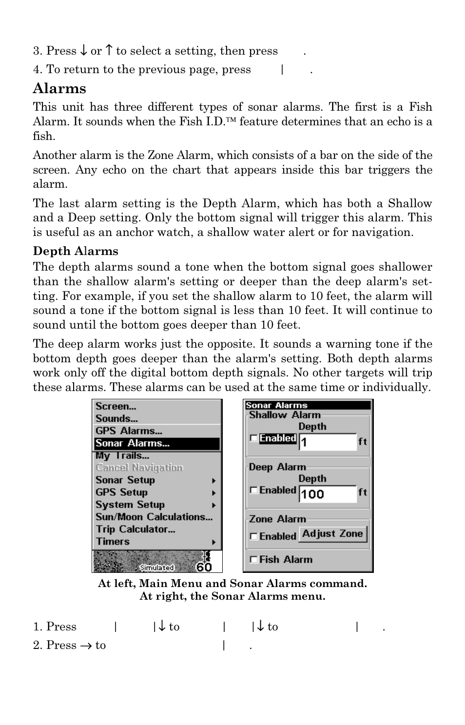 Alarms | Lowrance electronic M56 User Manual | Page 50 / 164