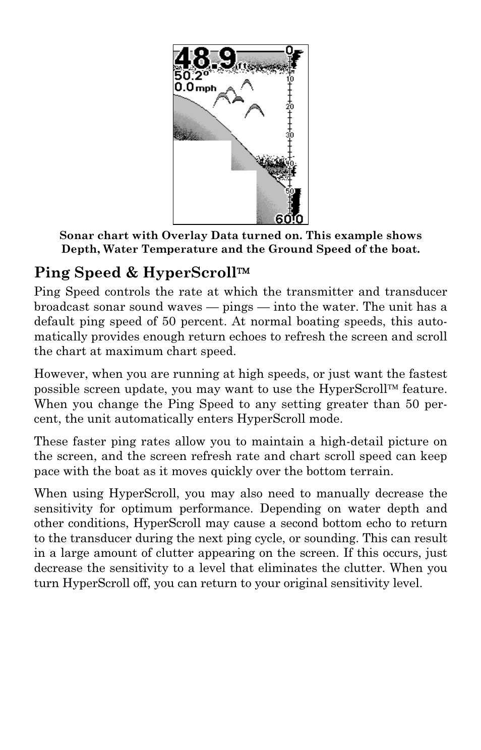 Ping speed & hyperscroll | Lowrance electronic M56 User Manual | Page 63 / 164