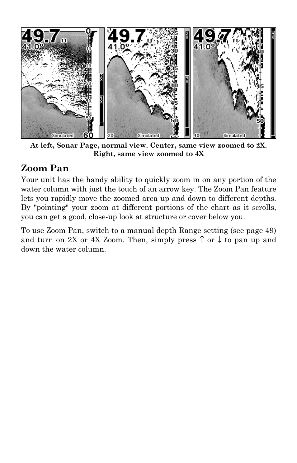 Zoom pan | Lowrance electronic M56 User Manual | Page 73 / 164