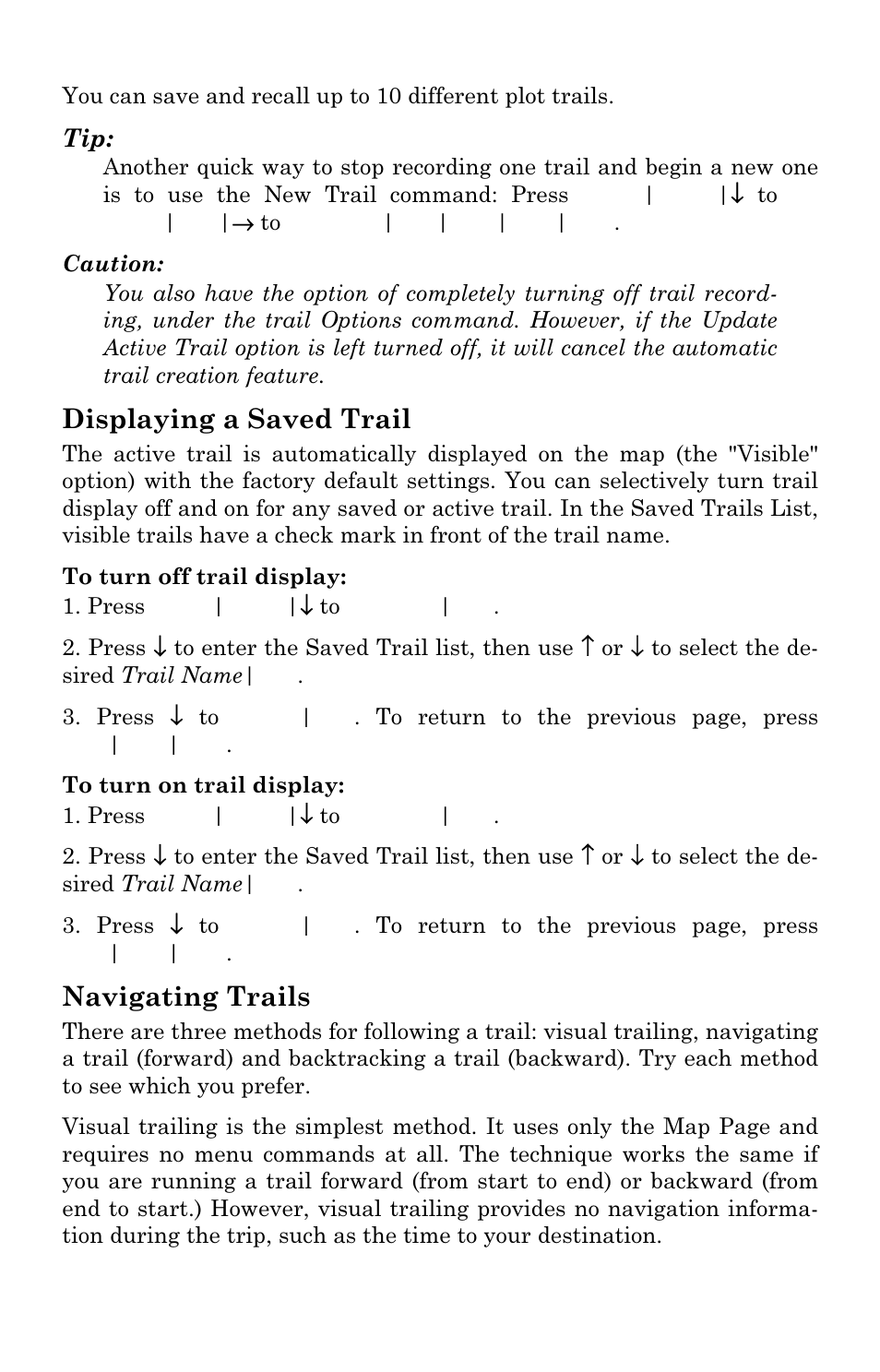 Displaying a saved trail, Navigating trails | Lowrance electronic M56 User Manual | Page 98 / 164