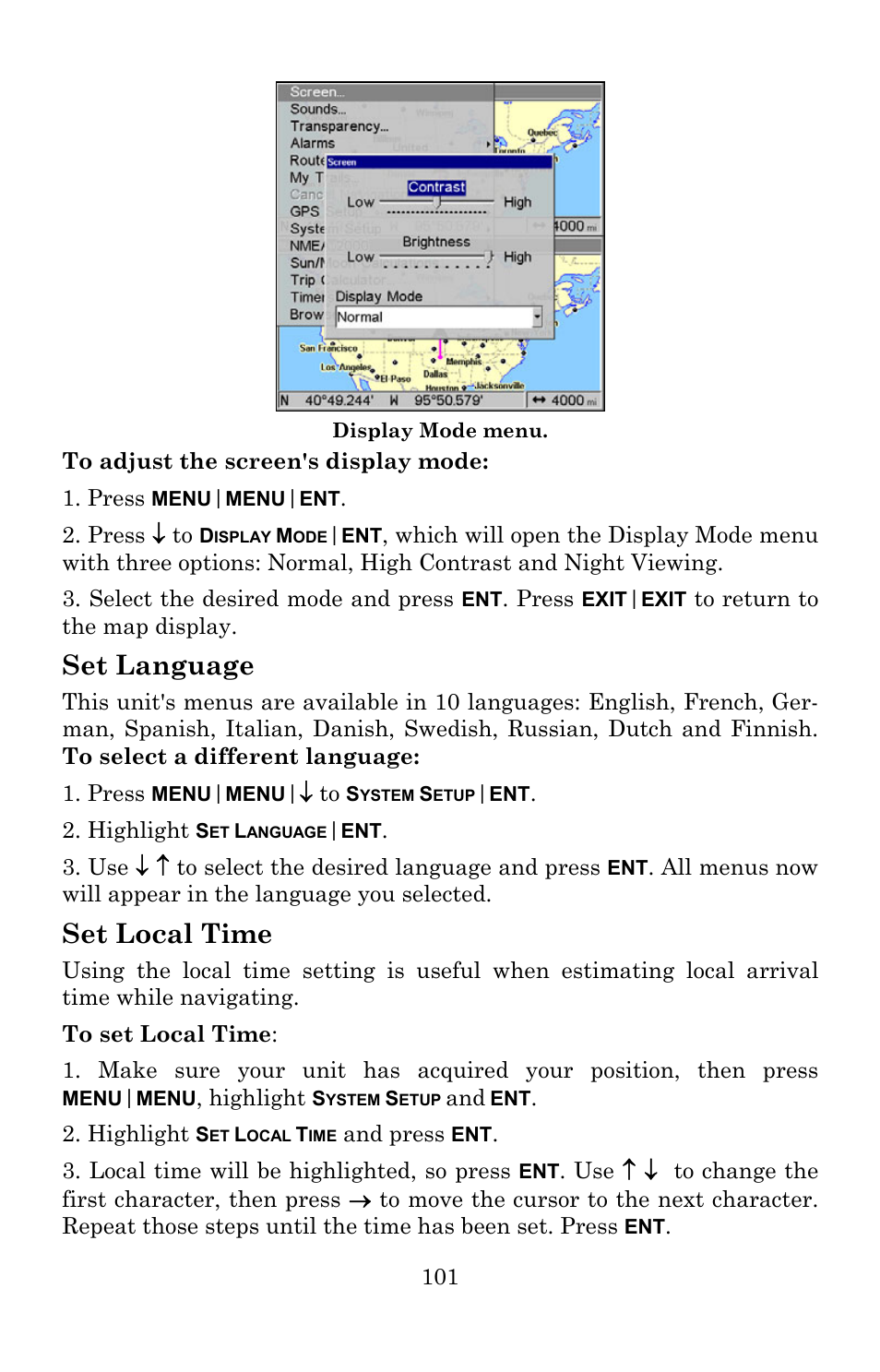 Set language, Set local time | Lowrance electronic 540c Baja User Manual | Page 109 / 172