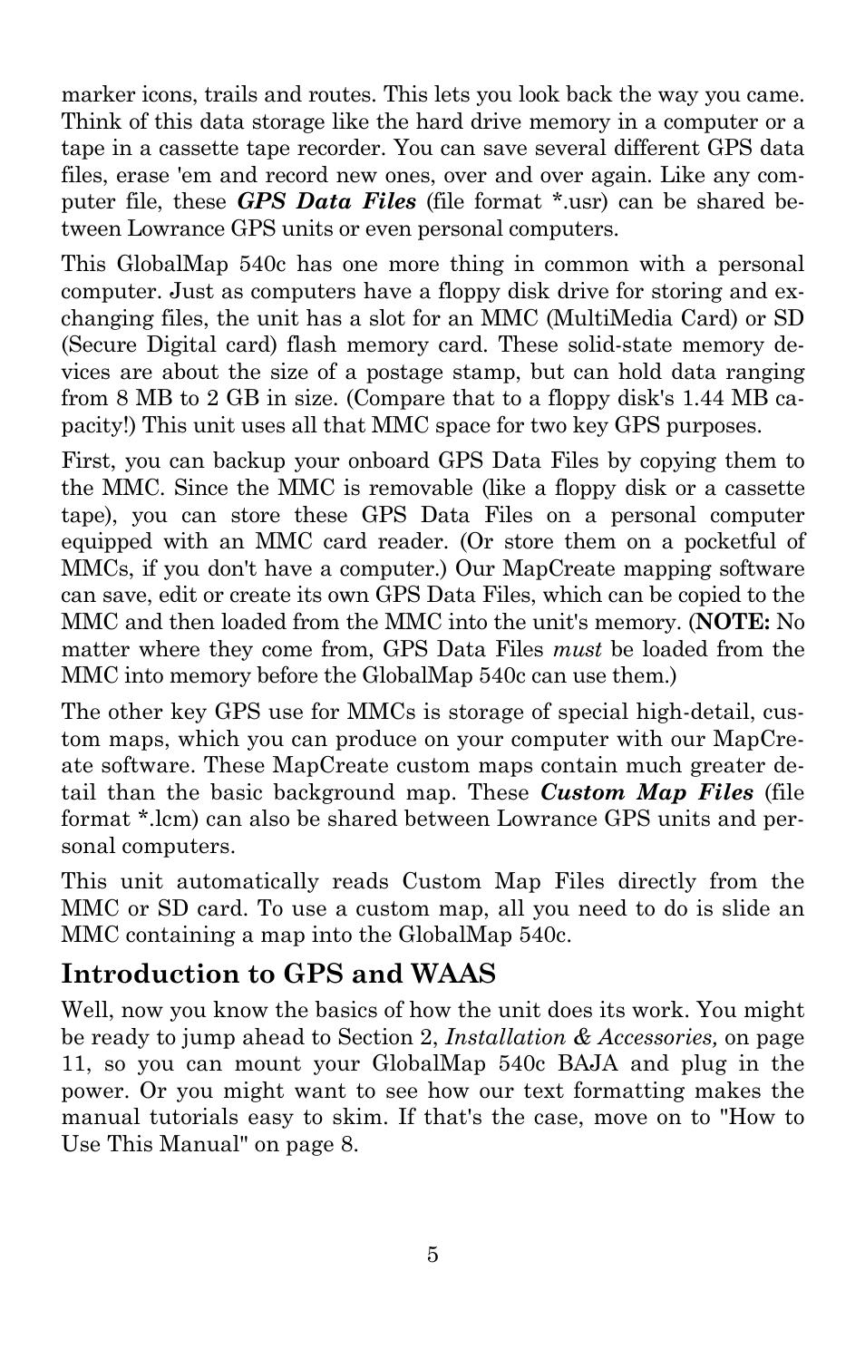 Introduction to gps and waas | Lowrance electronic 540c Baja User Manual | Page 13 / 172