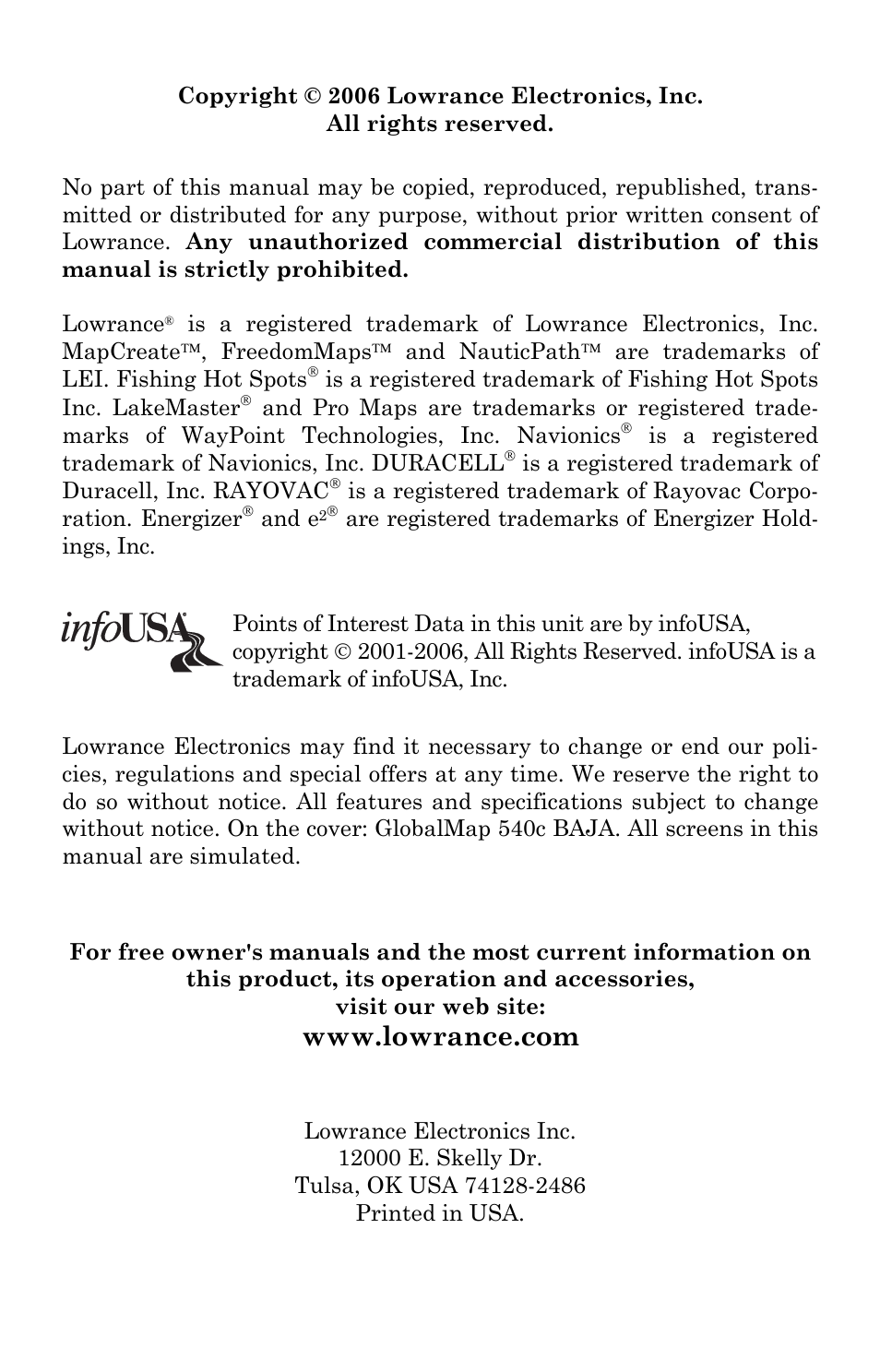 Lowrance electronic 540c Baja User Manual | Page 2 / 172