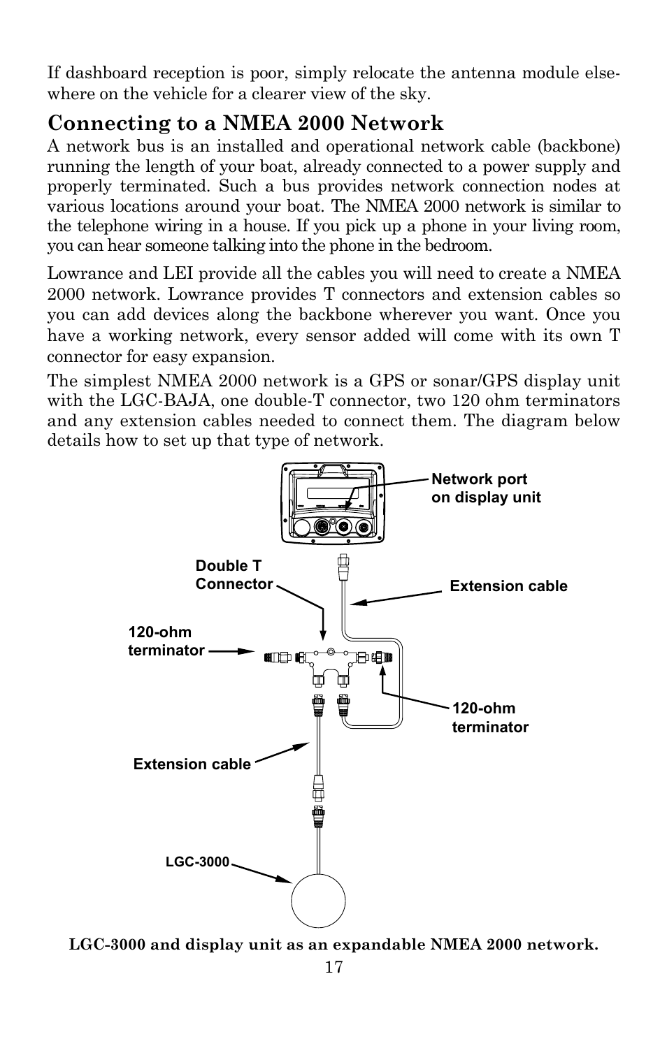 Connecting to a nmea 2000 network | Lowrance electronic 540c Baja User Manual | Page 25 / 172