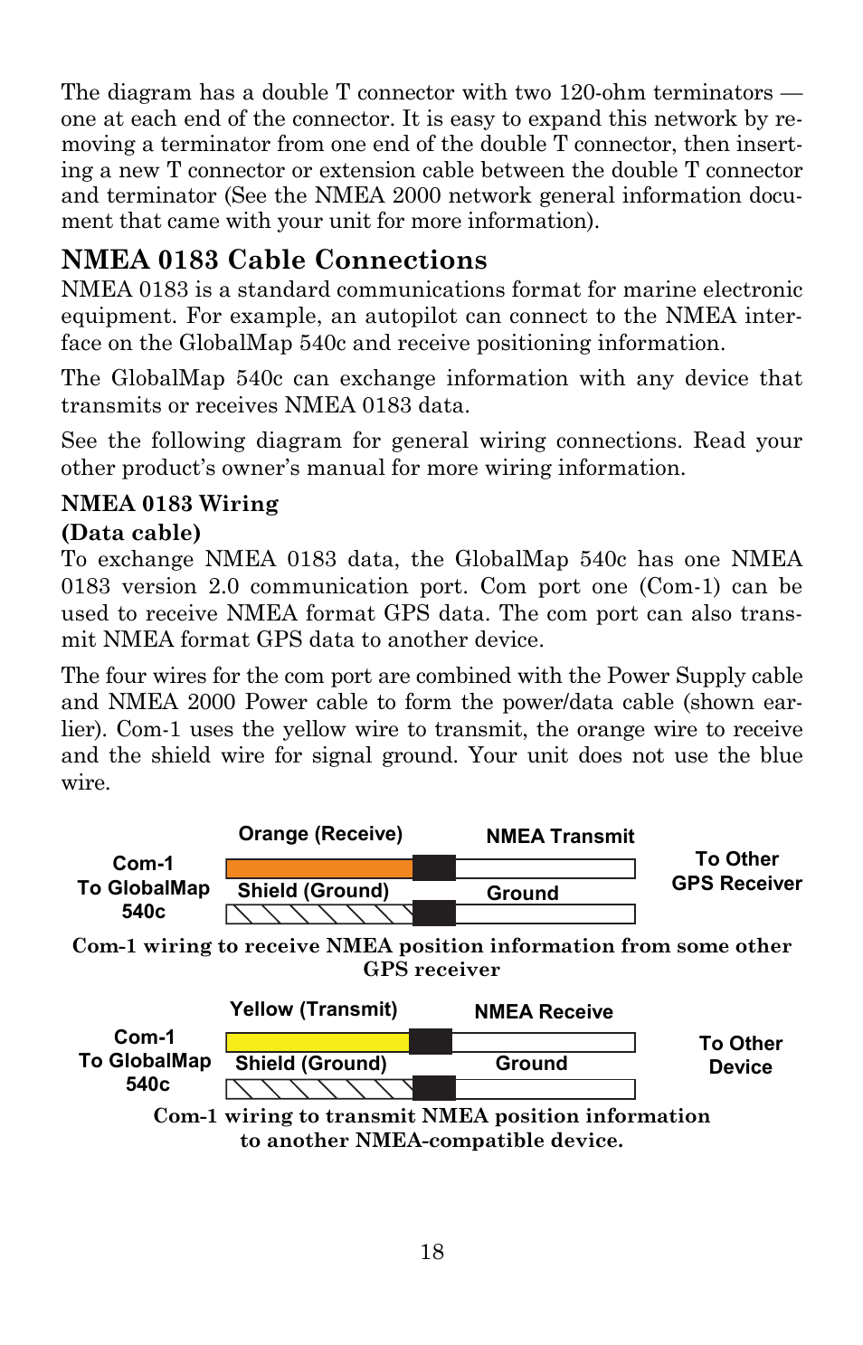 Nmea 0183 cable connections | Lowrance electronic 540c Baja User Manual | Page 26 / 172