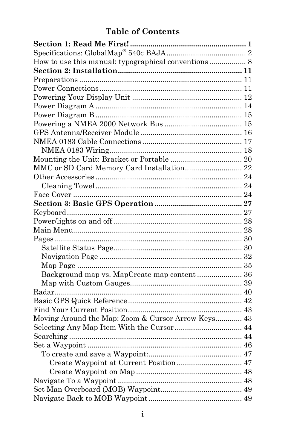 Lowrance electronic 540c Baja User Manual | Page 3 / 172