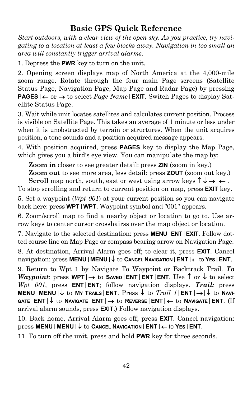 Basic gps quick reference | Lowrance electronic 540c Baja User Manual | Page 50 / 172