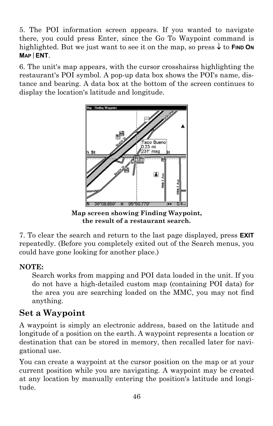 Set a waypoint | Lowrance electronic 540c Baja User Manual | Page 54 / 172