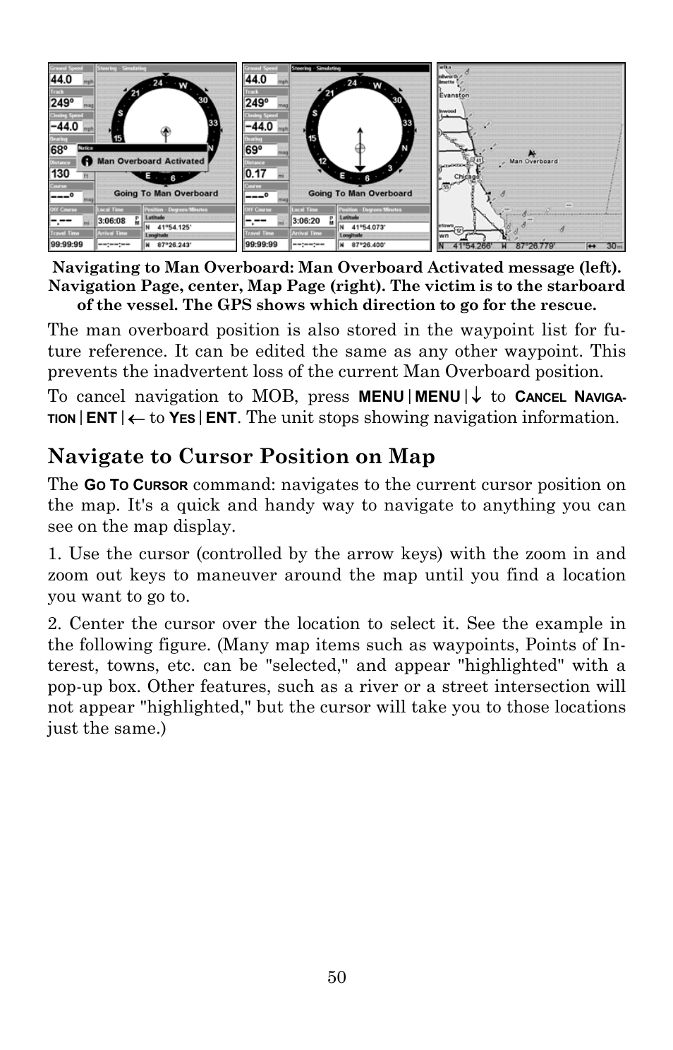 Navigate to cursor position on map | Lowrance electronic 540c Baja User Manual | Page 58 / 172