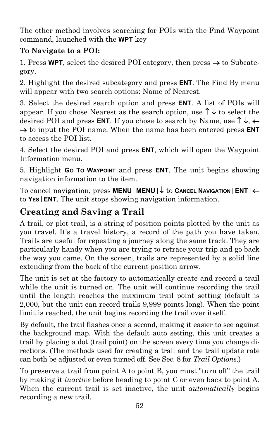 Creating and saving a trail | Lowrance electronic 540c Baja User Manual | Page 60 / 172