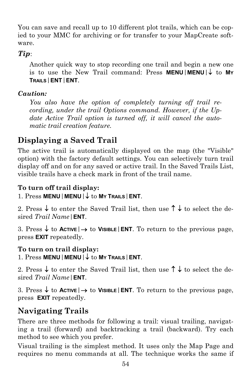 Displaying a saved trail, Navigating trails | Lowrance electronic 540c Baja User Manual | Page 62 / 172