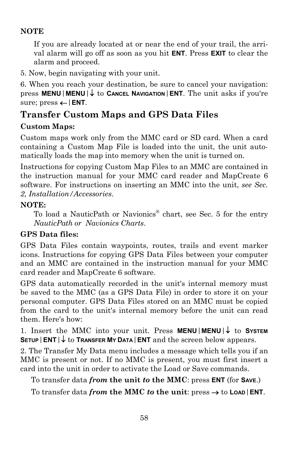 Transfer custom maps and gps data files | Lowrance electronic 540c Baja User Manual | Page 66 / 172