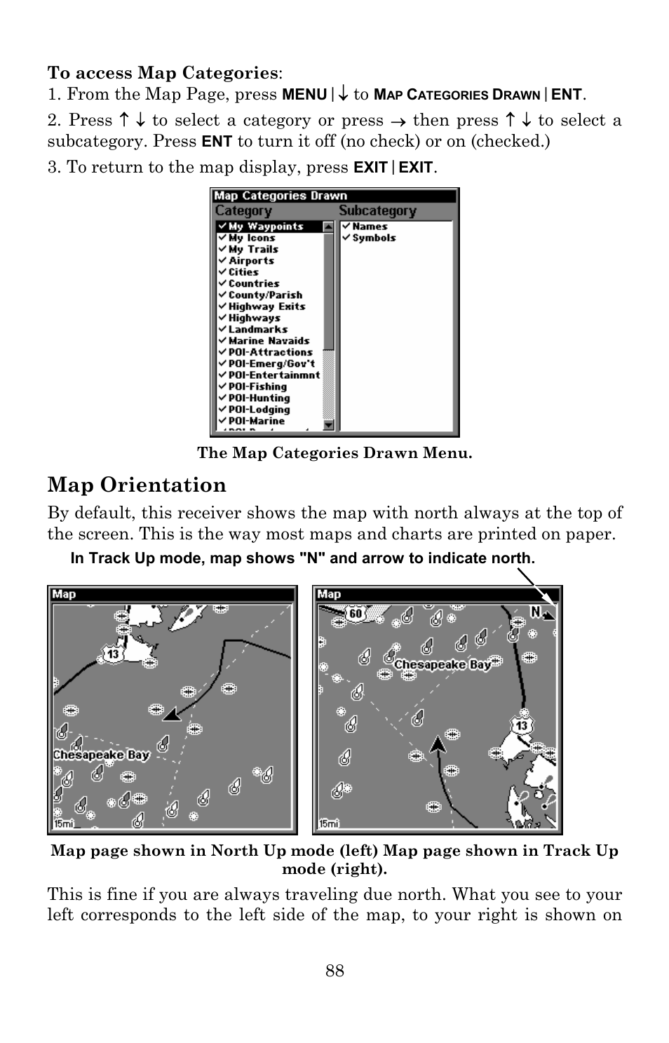 Map orientation | Lowrance electronic 540c Baja User Manual | Page 96 / 172